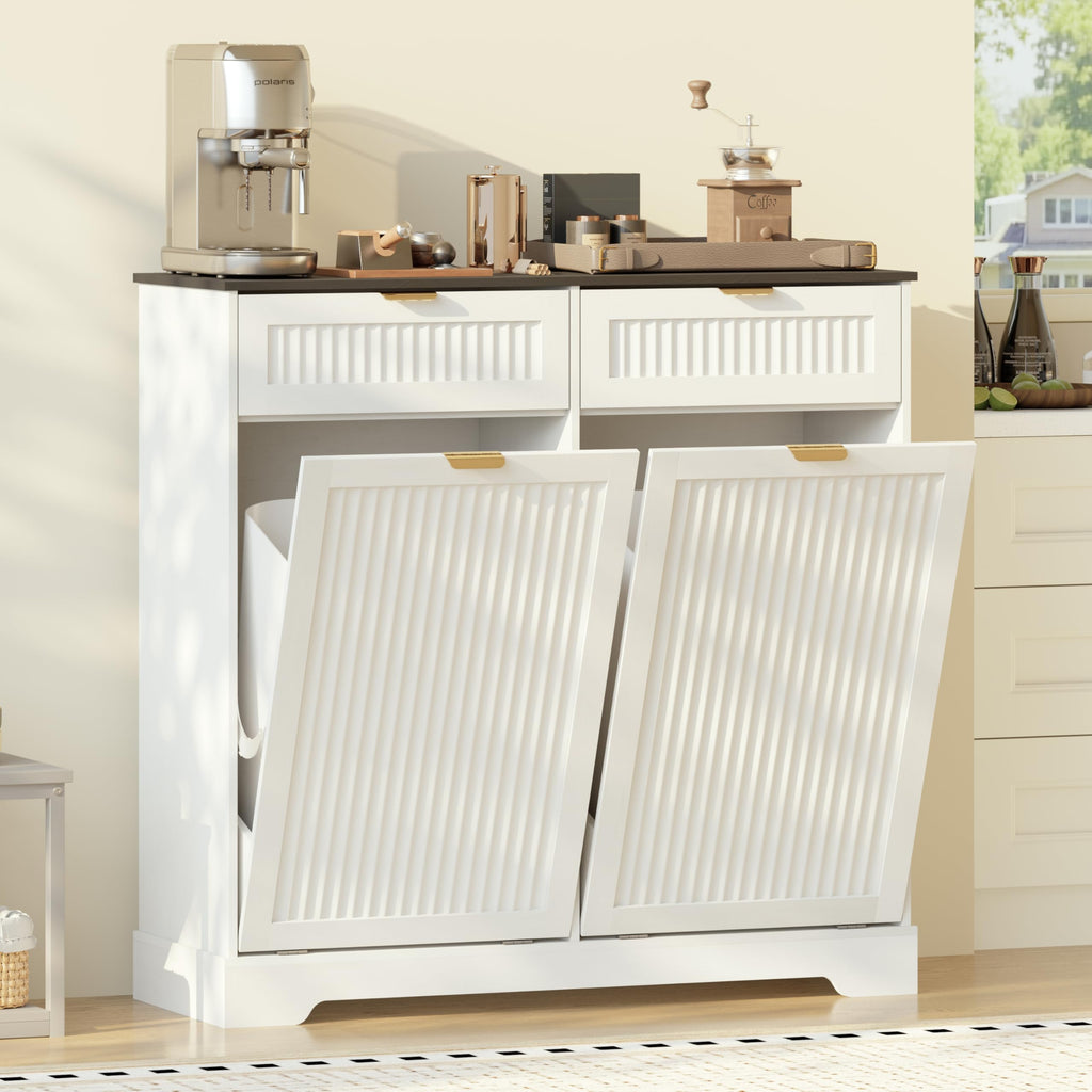 13 Gallon Tilt Out Trash Can Cabinet with Drawer E630400