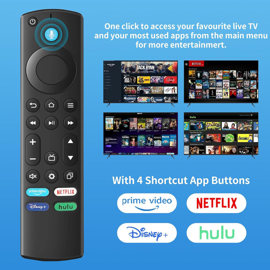 Voice Remote Control for Fire Stick and Cube Smart TVs with 4 App Shortcuts Y377