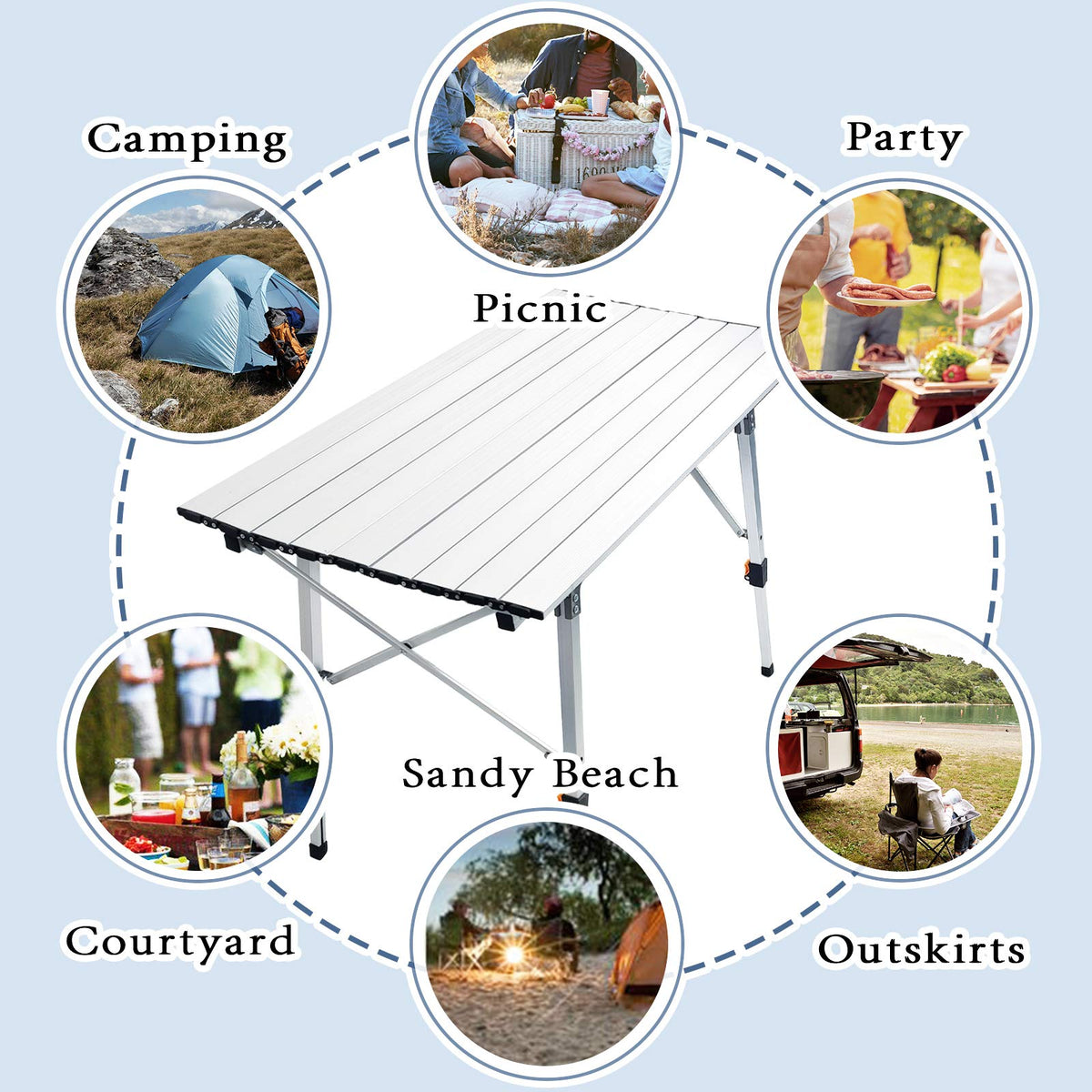 Adjustable Aluminum Camping Table U545399