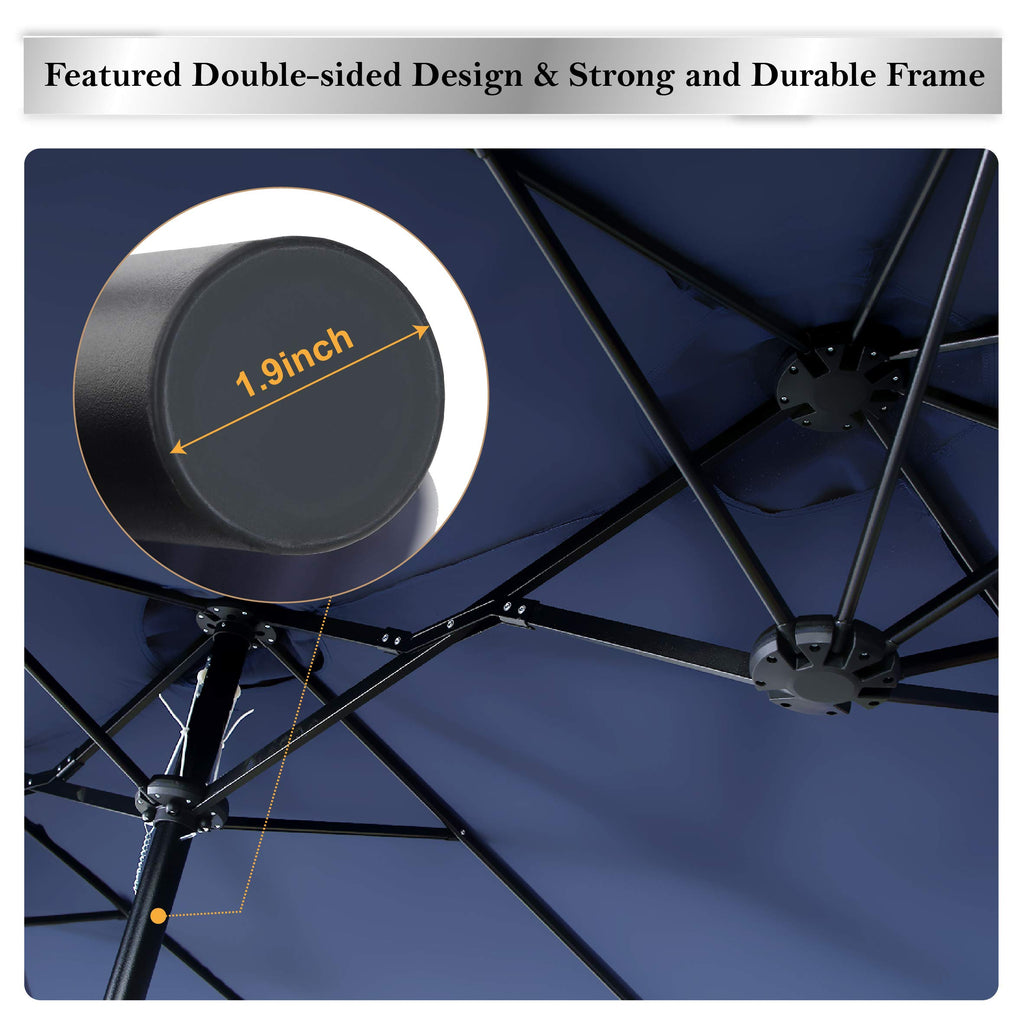 15FT Double-Sided Patio Umbrella with Base Y1906