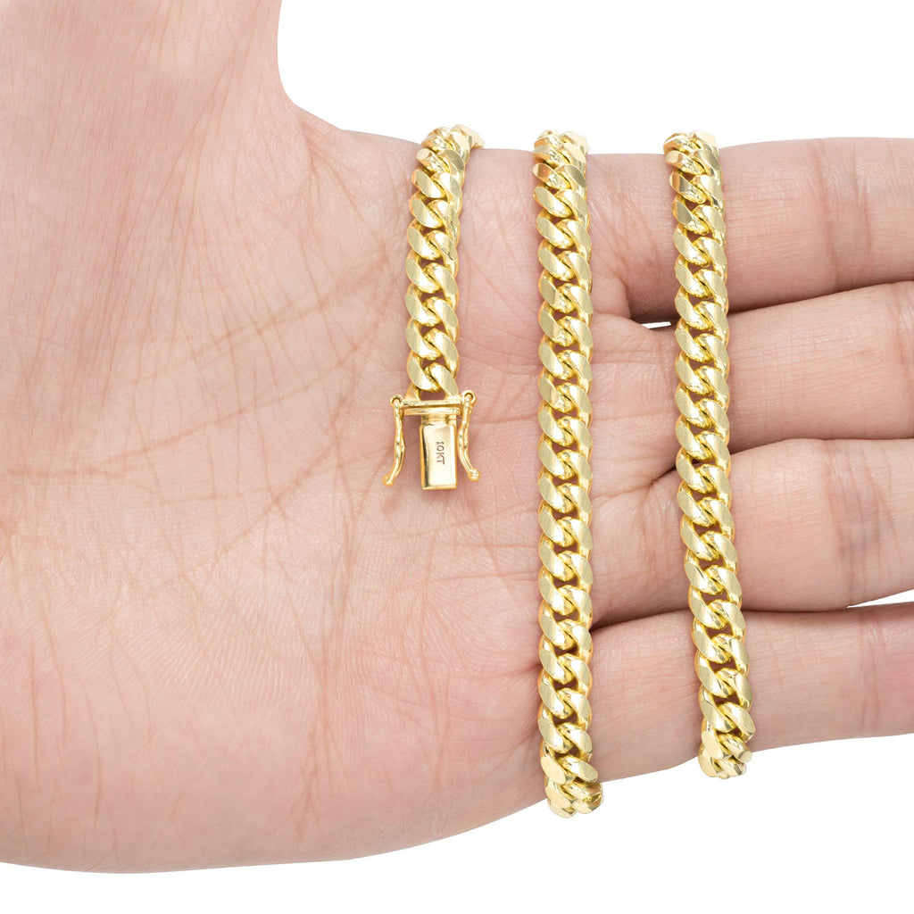 10k Yellow Gold Cuban Link Chain Necklace Q75997