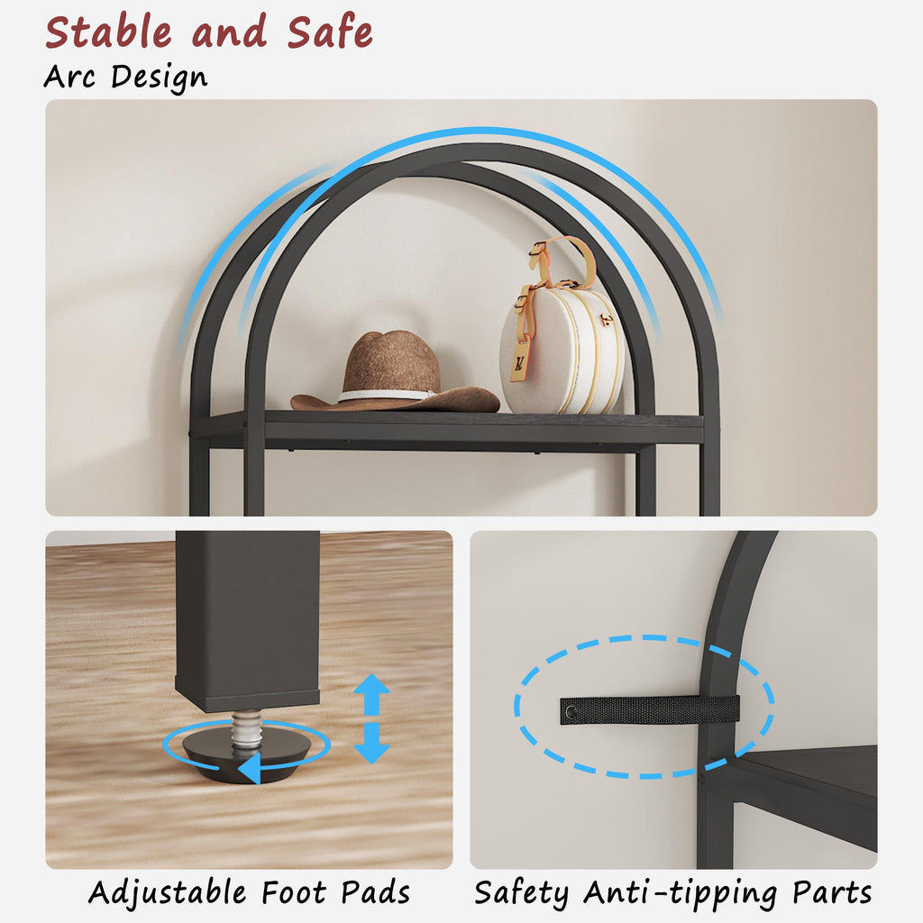 4 Tier Arched Black Bookshelf J2376
