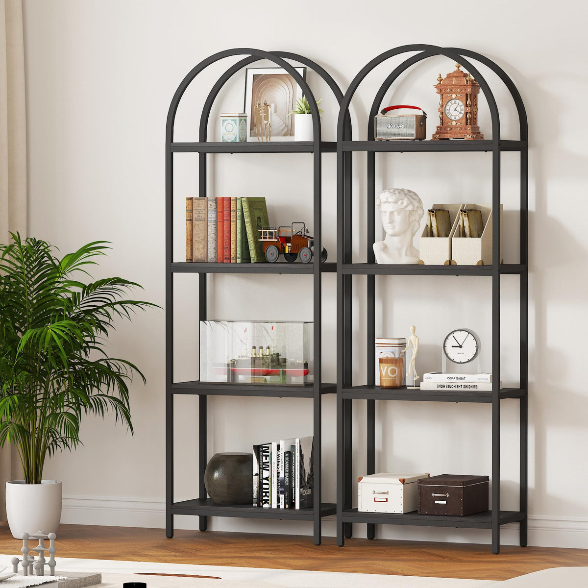 4 Tier Arched Black Bookshelf J2376