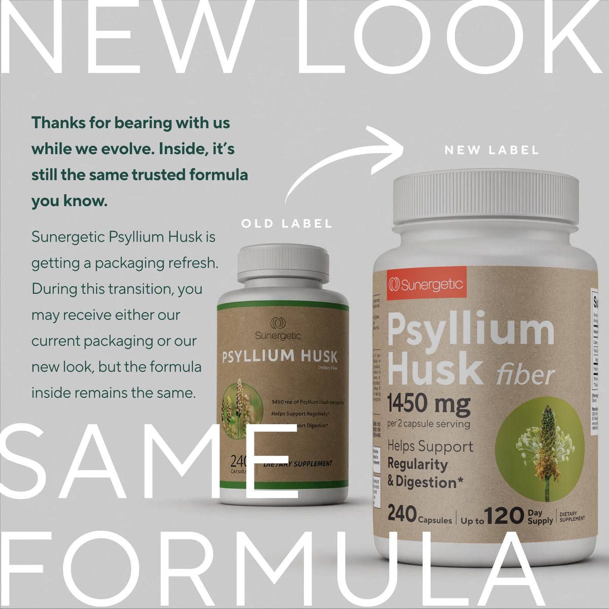 Psyllium Husk Fiber Supplement 1450mg 240 Capsules U39956
