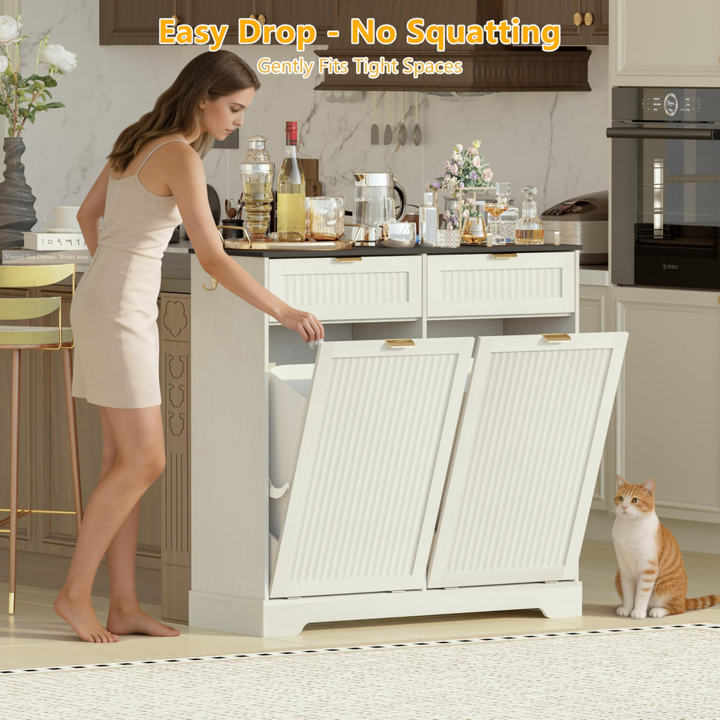 13 Gallon Tilt Out Trash Can Cabinet with Drawer E630400