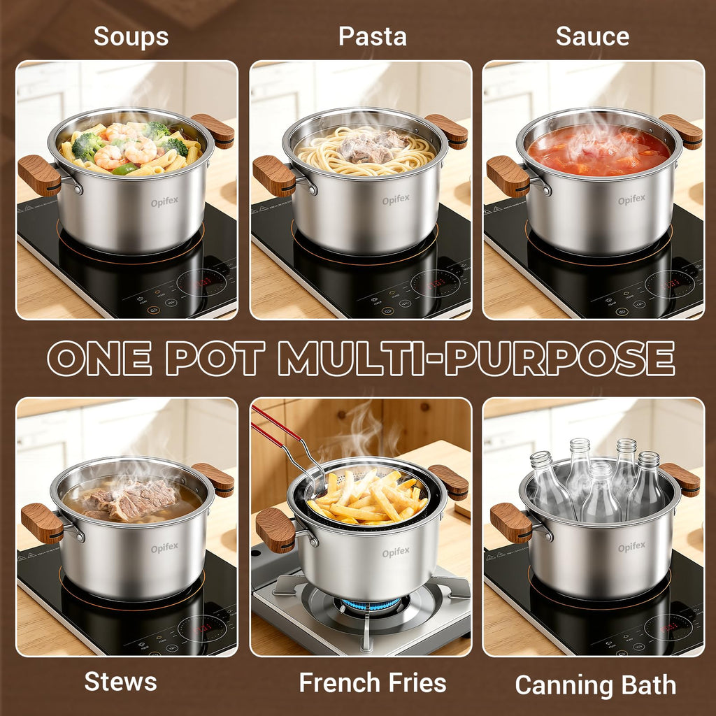 2.8L Stainless Steel Deep Fryer Pot with Basket U833355