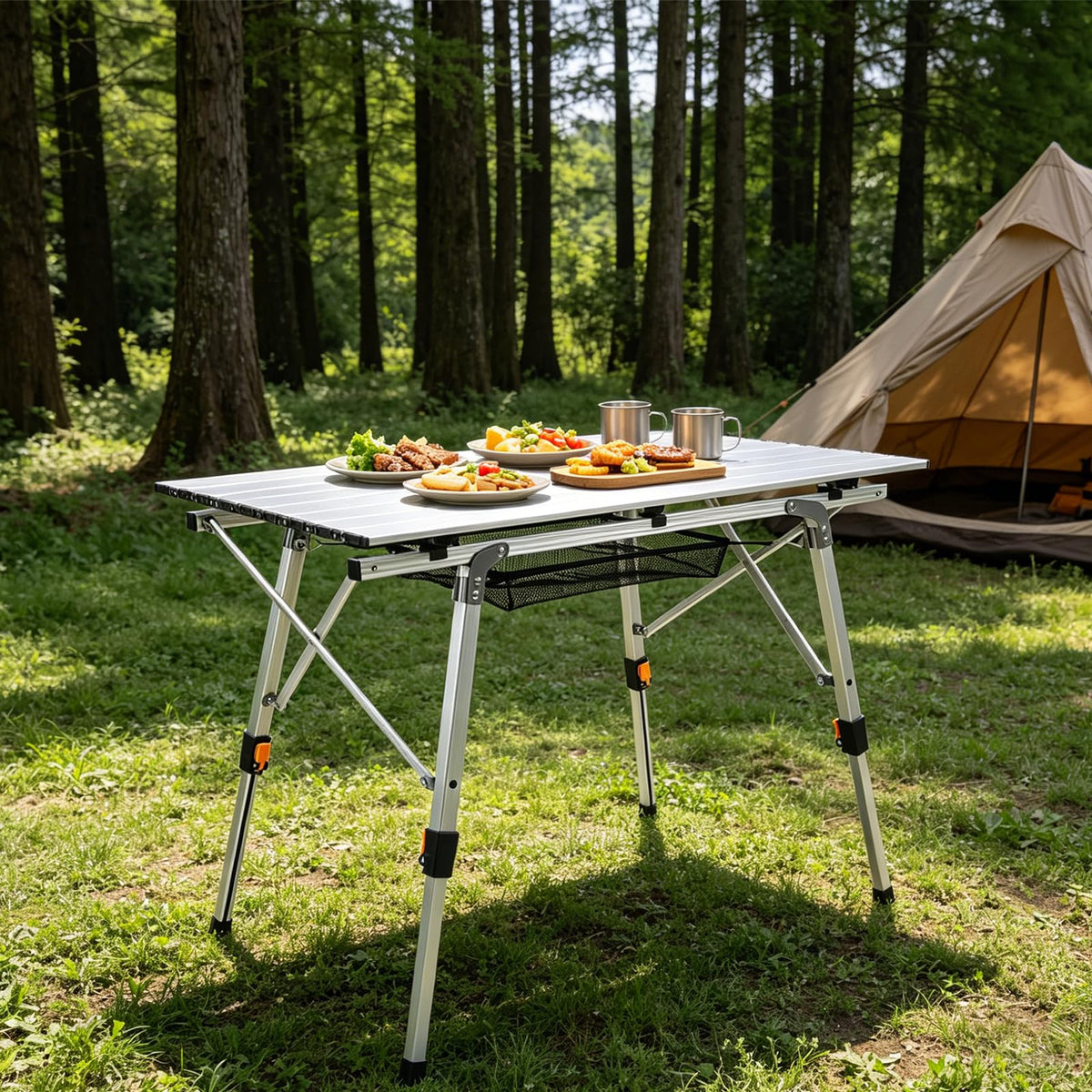 Lightweight Aluminum Folding Camping Table White P6878