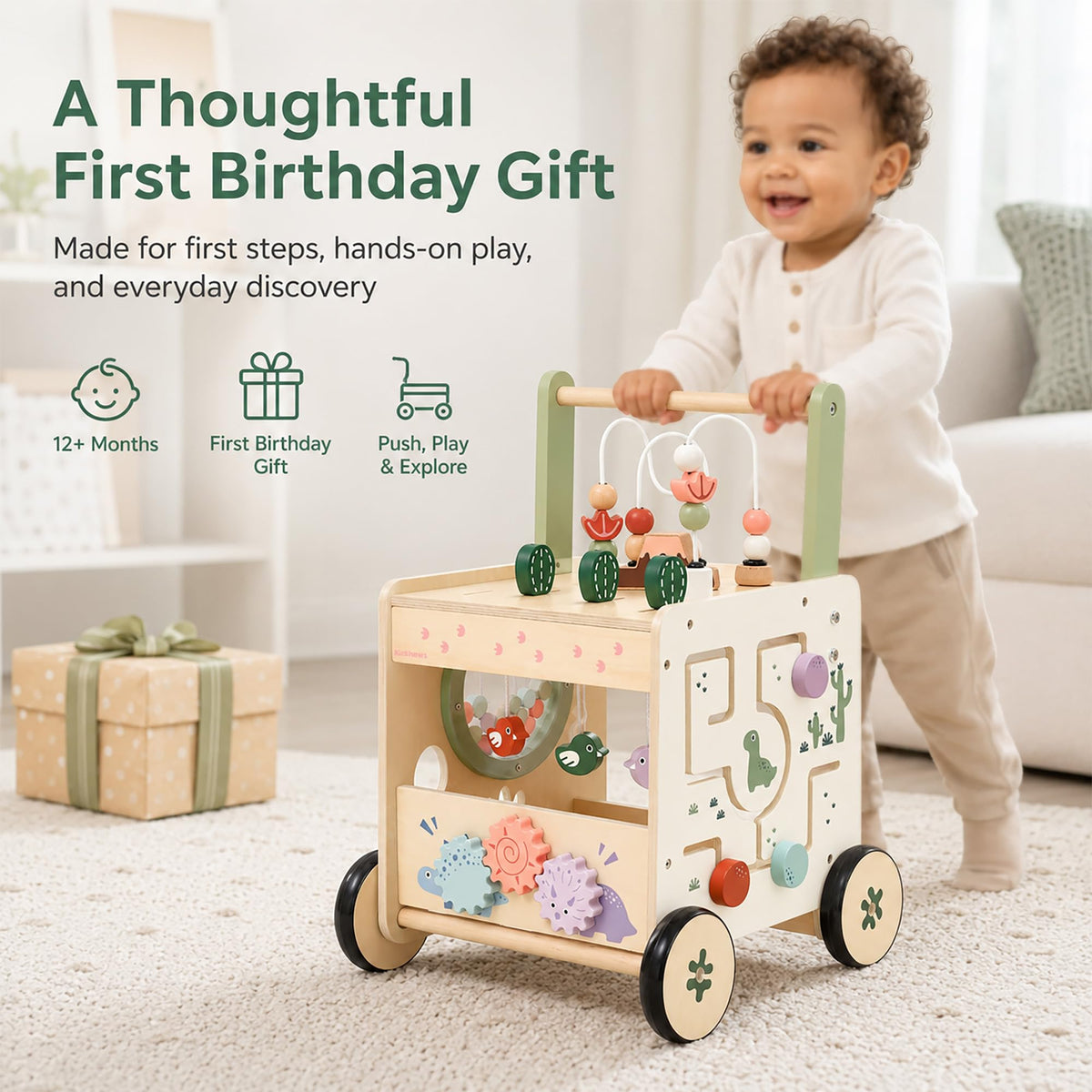 Wooden Baby Walker with Activity Center W6384