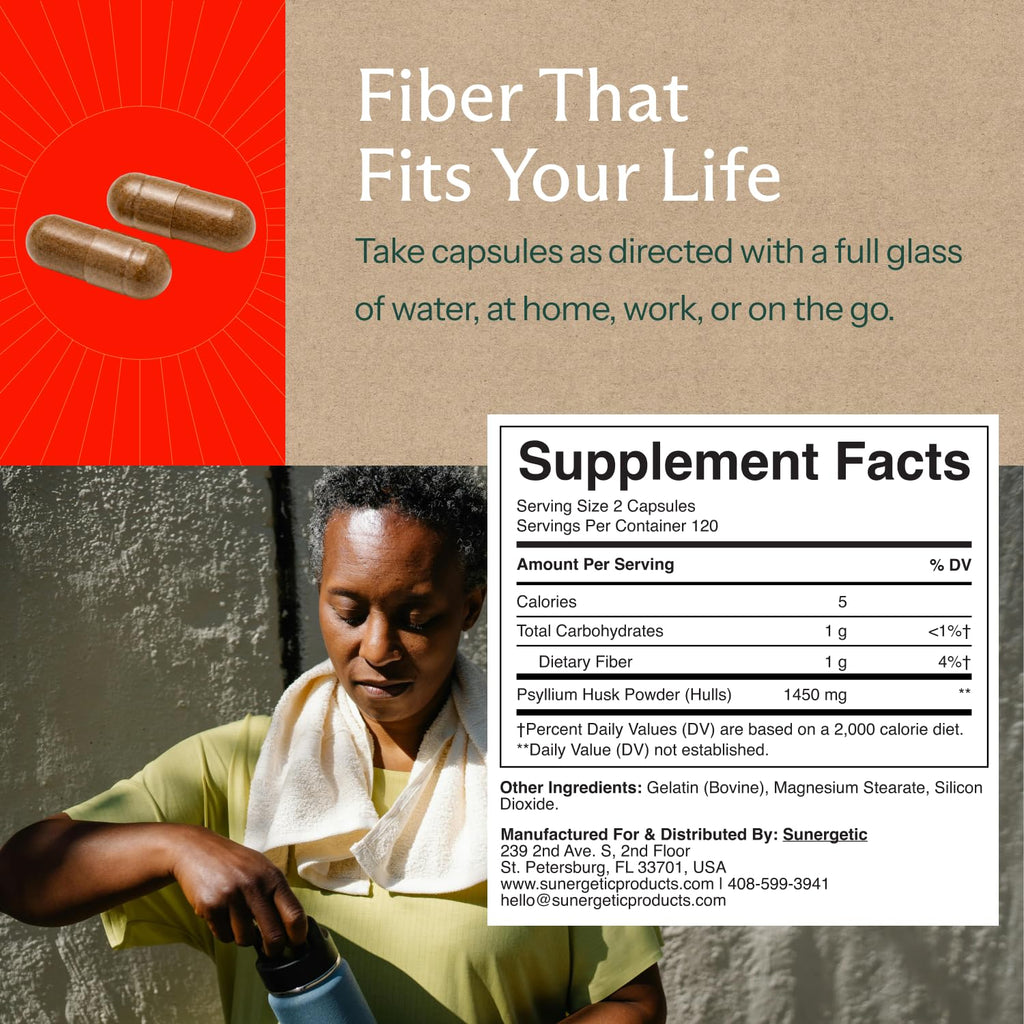 Psyllium Husk Fiber Supplement 1450mg 240 Capsules U39956