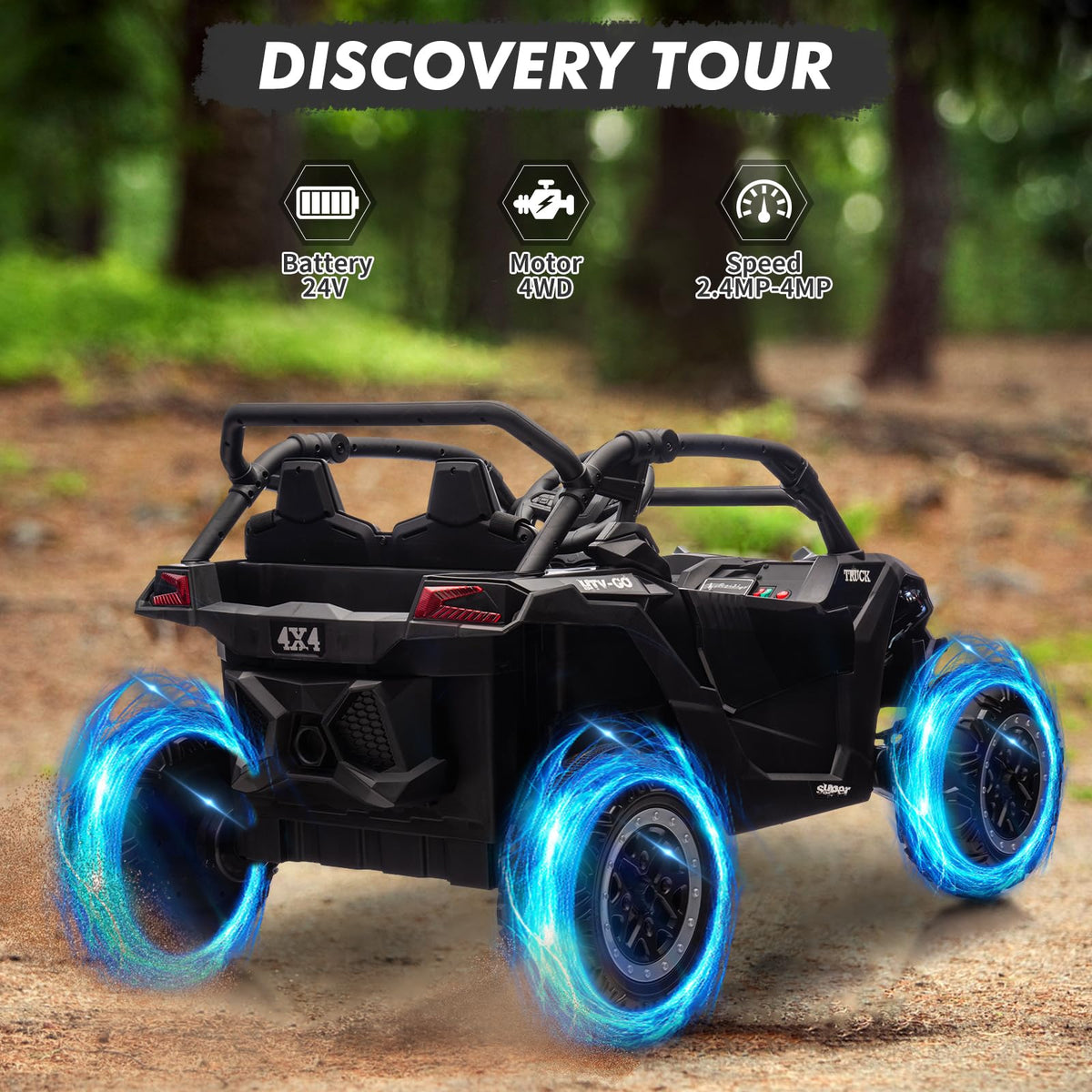 24V 2-Seater Kids Ride on Car with Remote Control 4WD Electric Truck Z301