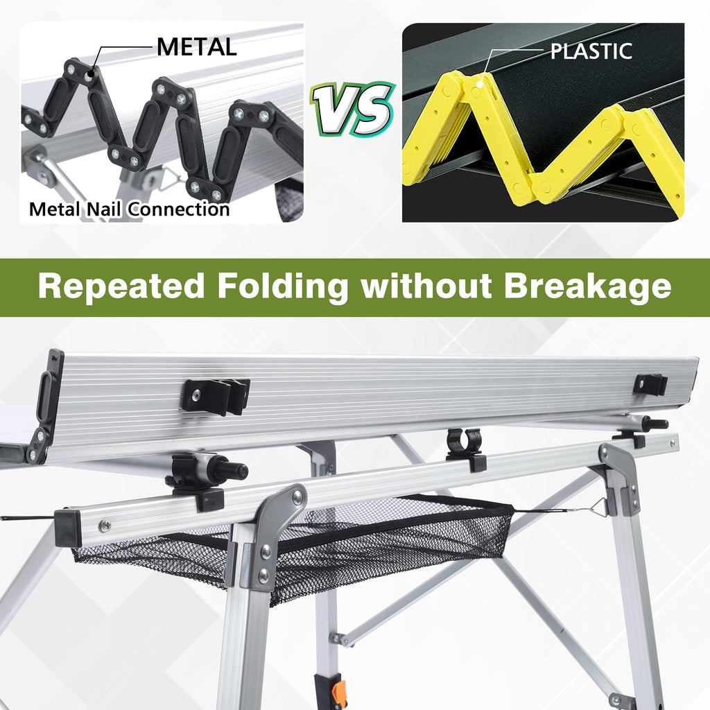 Lightweight Aluminum Folding Camping Table White P6878