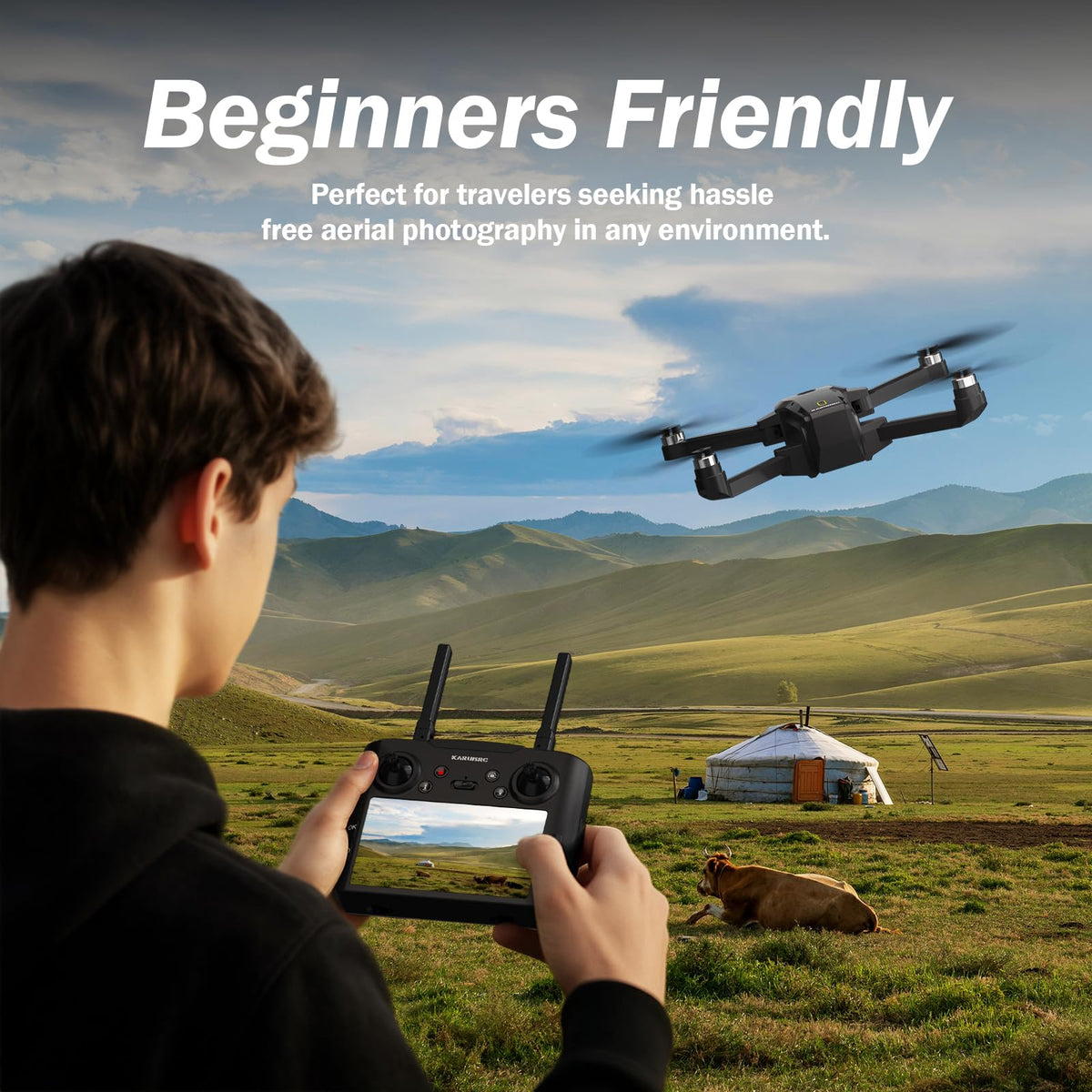 FPV Drone with EIS Camera, 4.5 Inch LCD Screen, Foldable Quadcopter Under 249g G4061
