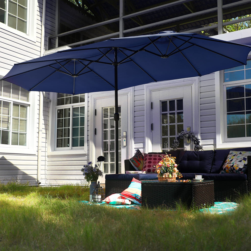 15FT Double-Sided Patio Umbrella with Base Y1906