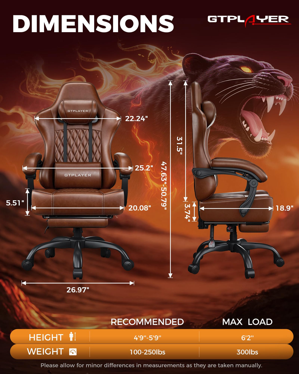 Big and Tall Gaming Chair with Footrest X48928