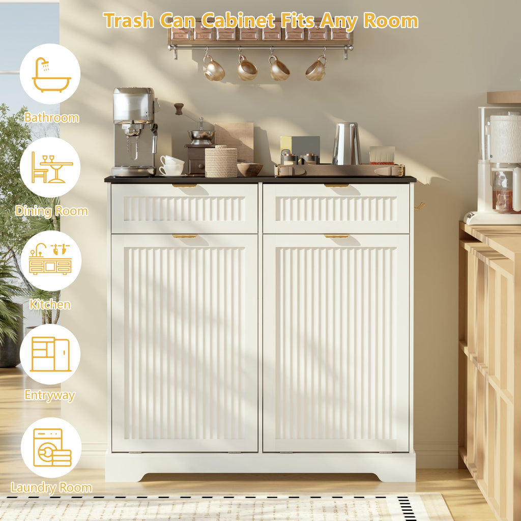 13 Gallon Tilt Out Trash Can Cabinet with Drawer E630400