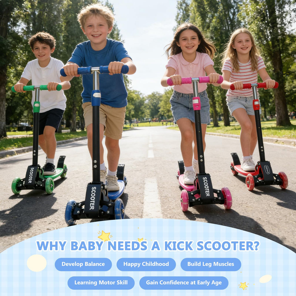 Foldable Metal 3 Wheel Scooter with Adjustable Heights Y952