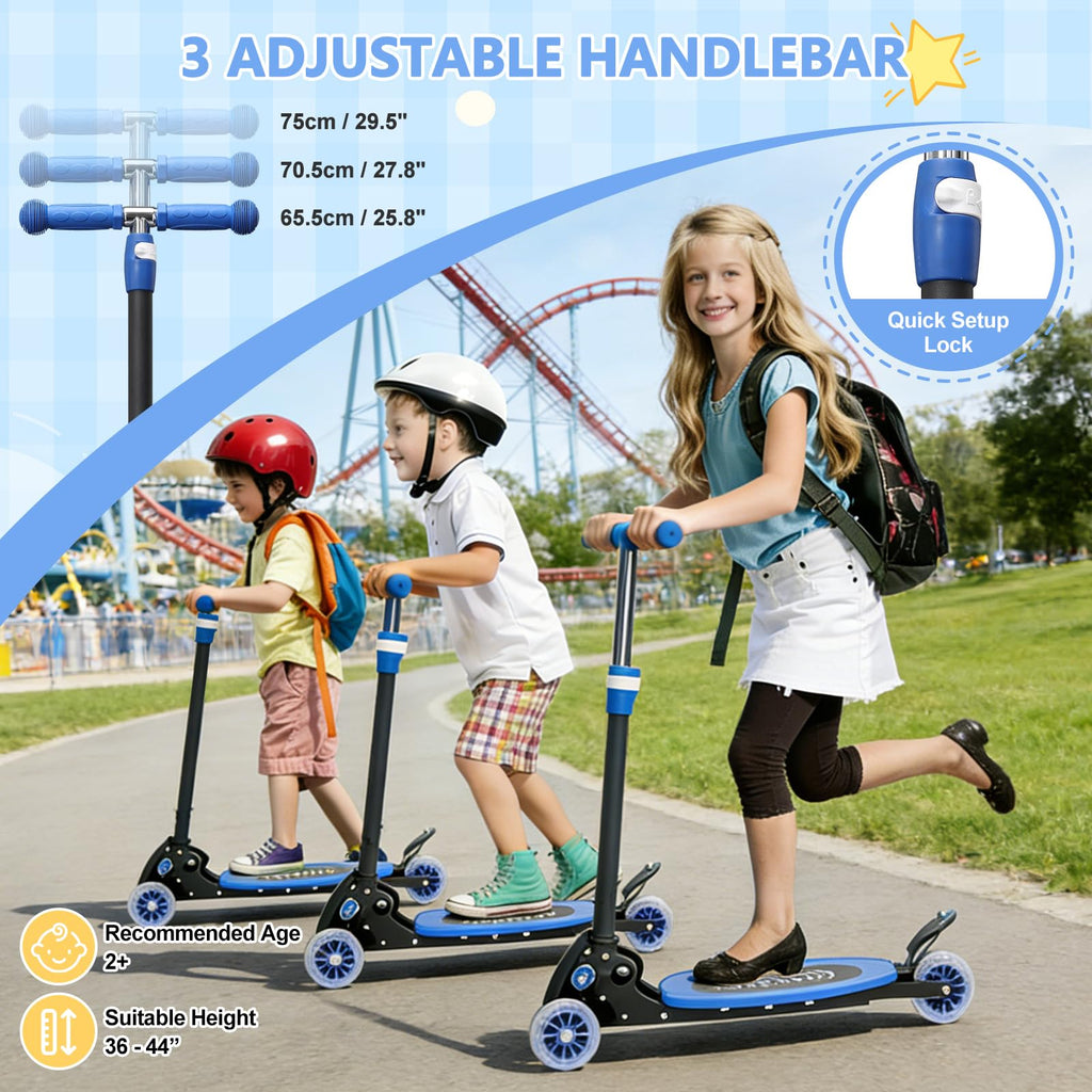 Foldable Metal 3 Wheel Scooter with Adjustable Heights Y952