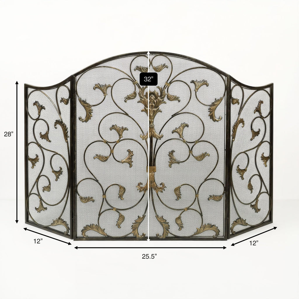 Black Decorative Metal Fireplace Screen R41109