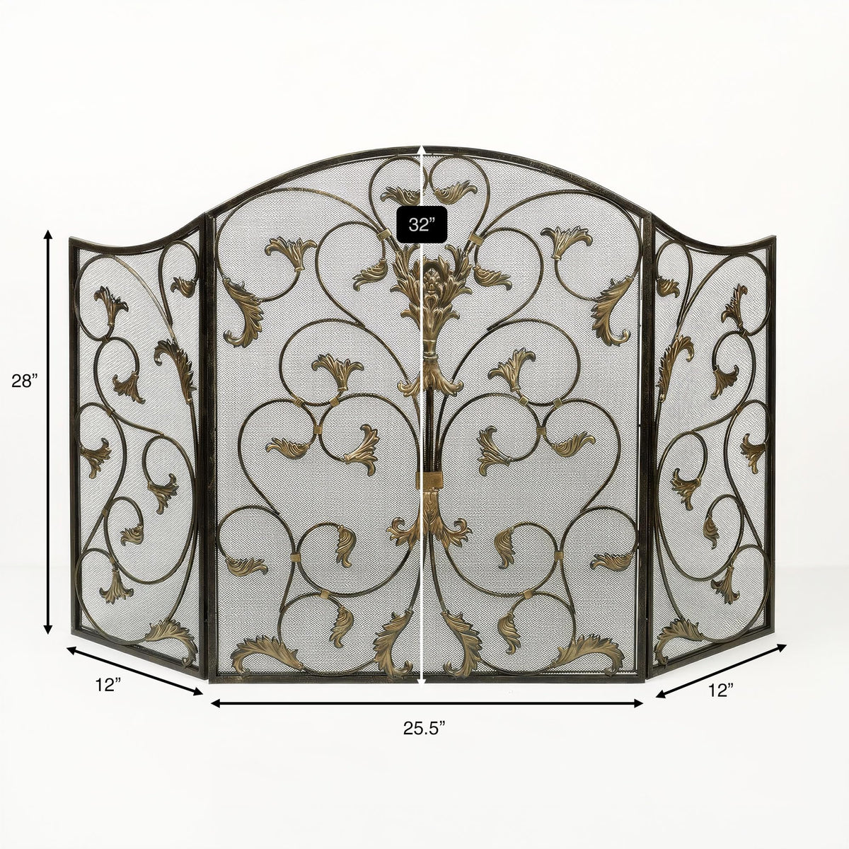 Black Decorative Metal Fireplace Screen R41109