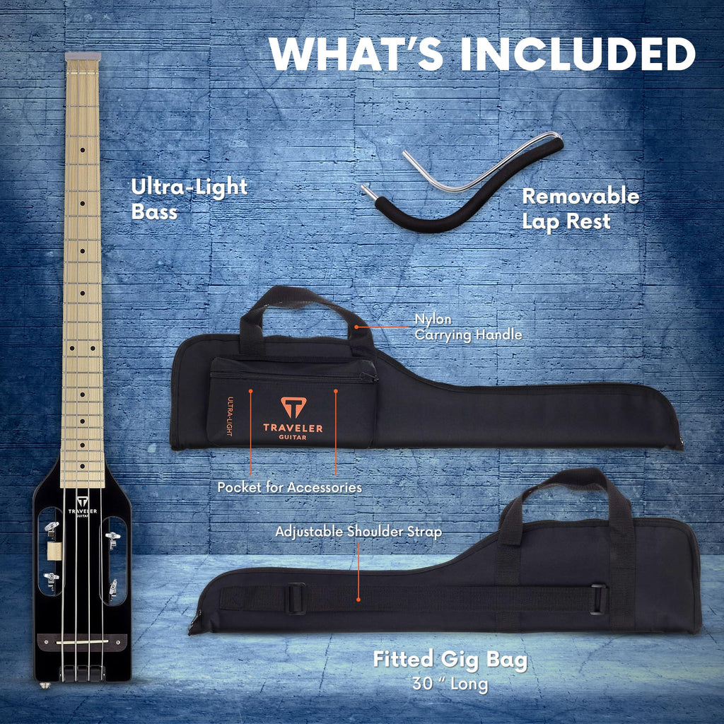 Gloss Black Headless Travel Bass Guitar H736