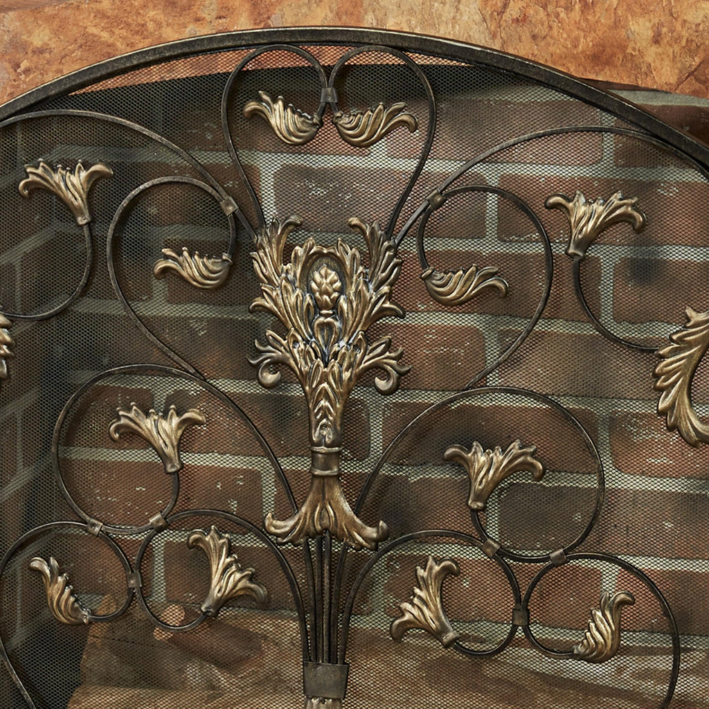 Black Decorative Metal Fireplace Screen R41109