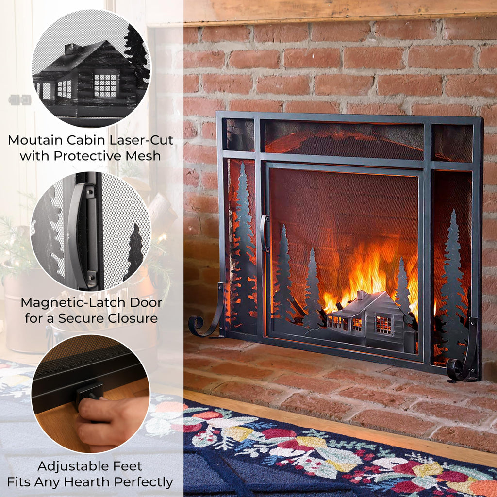 Black Metal Fireplace Screen H6446