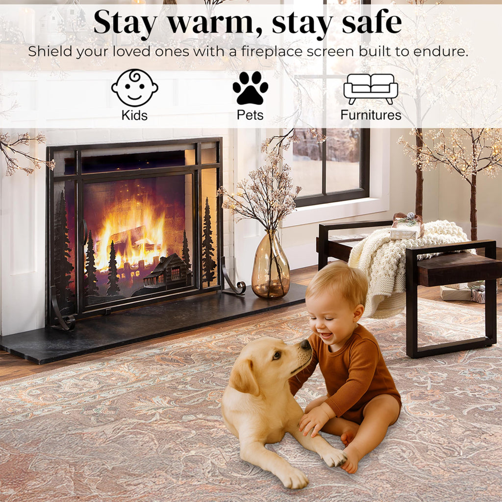 Black Metal Fireplace Screen H6446