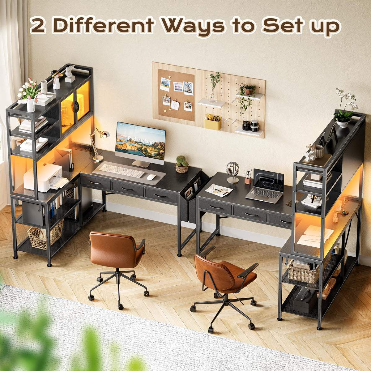 57.5 Inch L Shaped Gaming Desk with Power Outlets Z816509
