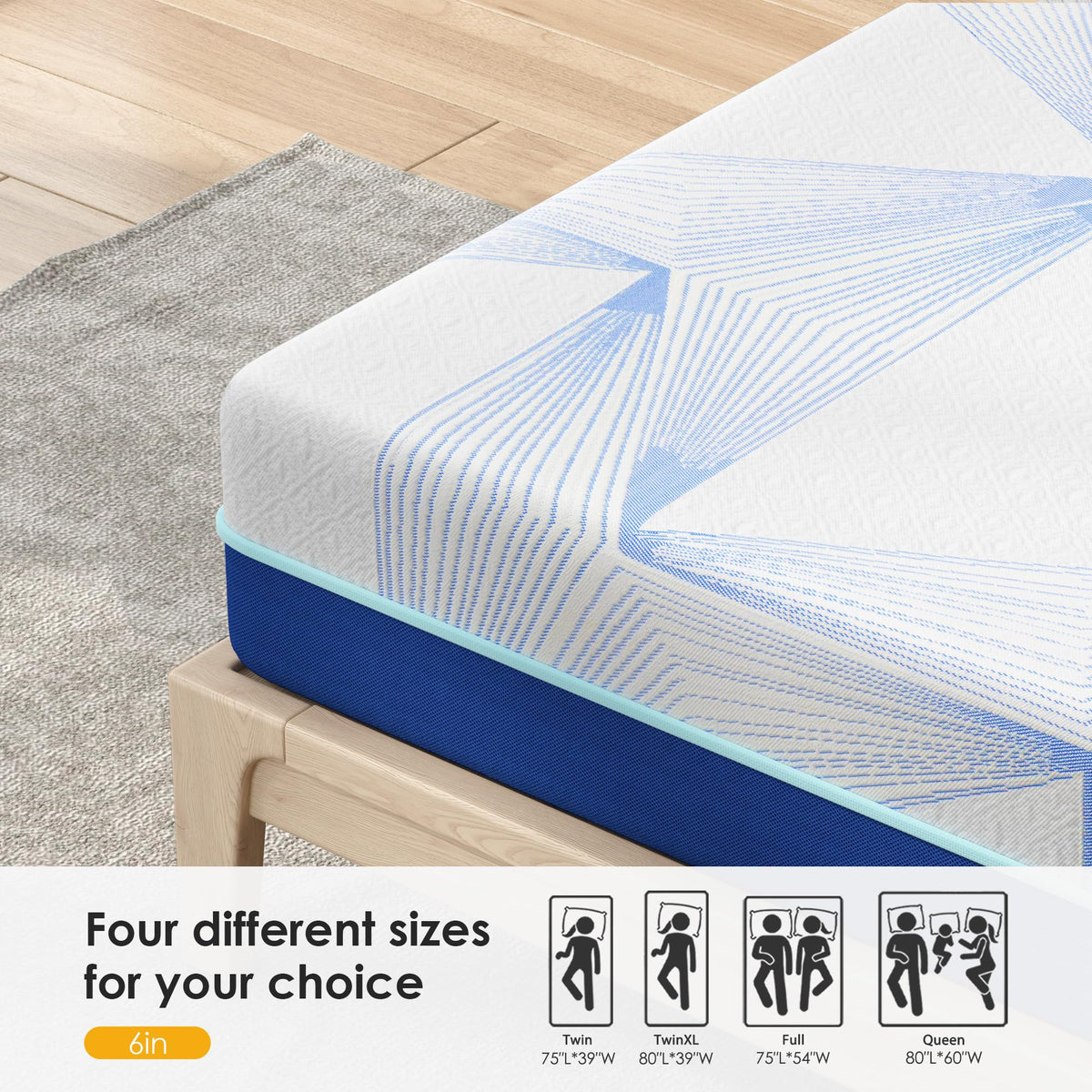 6 Inch Gel Memory Foam Twin Size Mattress X1174