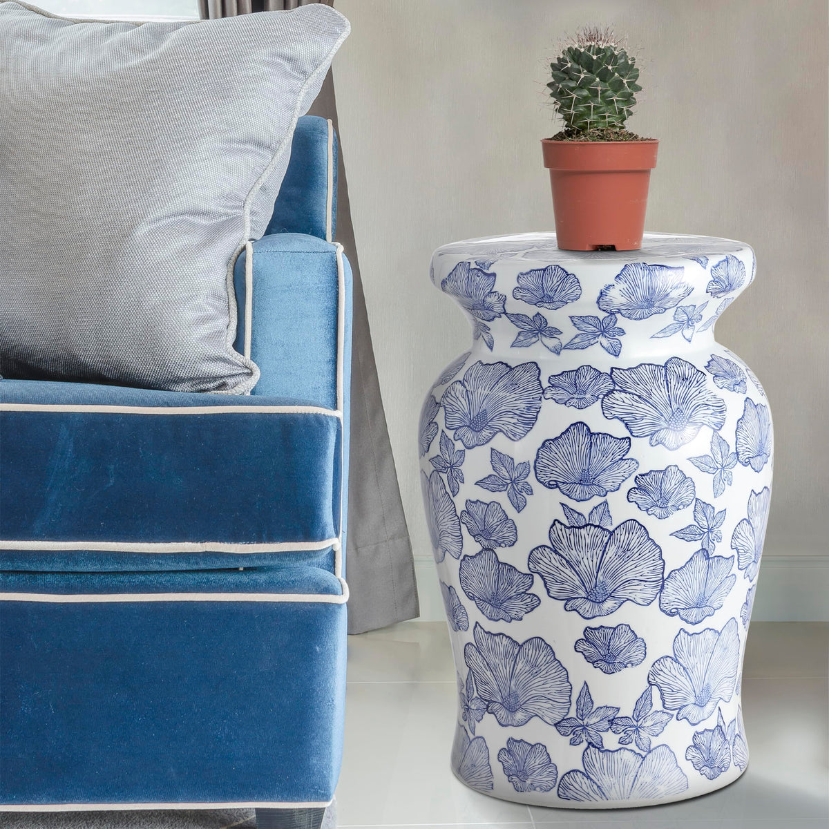 Ceramic Drum Garden Stool Side Table W229