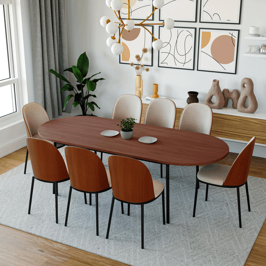 9-Piece Dining Set with 8 Chairs and Oval Table U2307