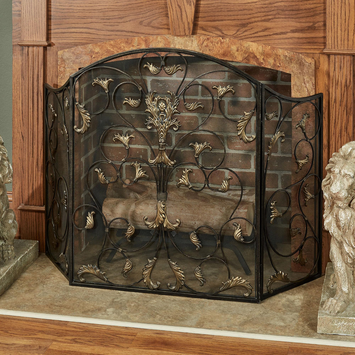 Black Decorative Metal Fireplace Screen R41109