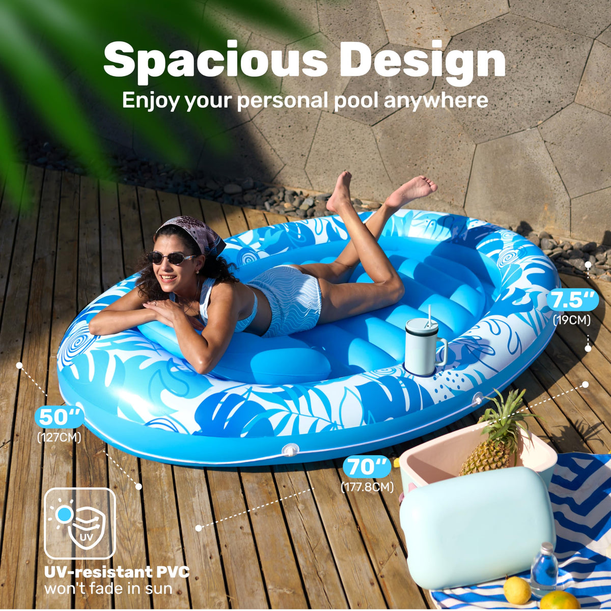 Inflatable Tanning Pool Lounger Float U4209