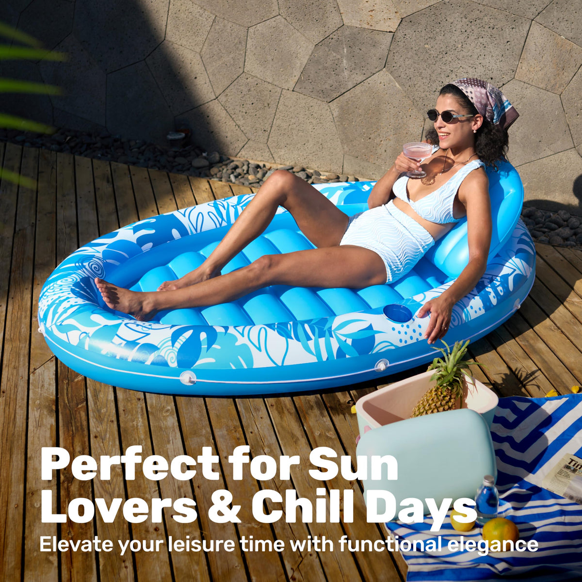 Inflatable Tanning Pool Lounger Float U4209