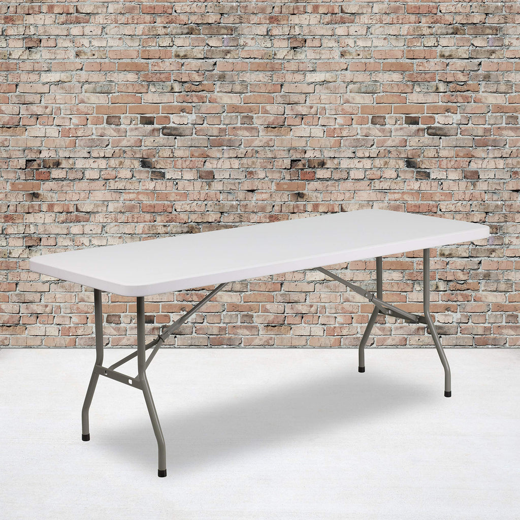 6-Foot Granite White Plastic Folding Table A729